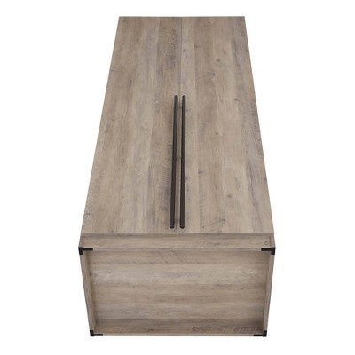 Rustic Gray 2-Door Hinged Wardrobe Closet with Metal Handles