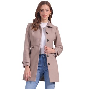 INSPIRE CHIC Women's Winter Classic Single Breasted Outwear Overcoat with Pockets - 1 of 4