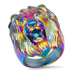 Steeltime Men's multi ip stainless steel lion head ring. Size Options: 9-12 - 1 of 4