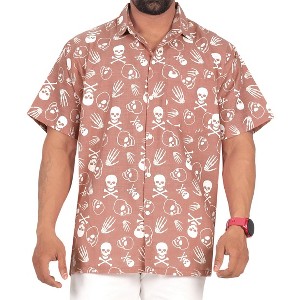 LA LEELA Men's Halloween Costumes Hawaiian Short Sleeve Button Down Shirt Mens Shirt Holiday Party Shirts for Men - 1 of 4