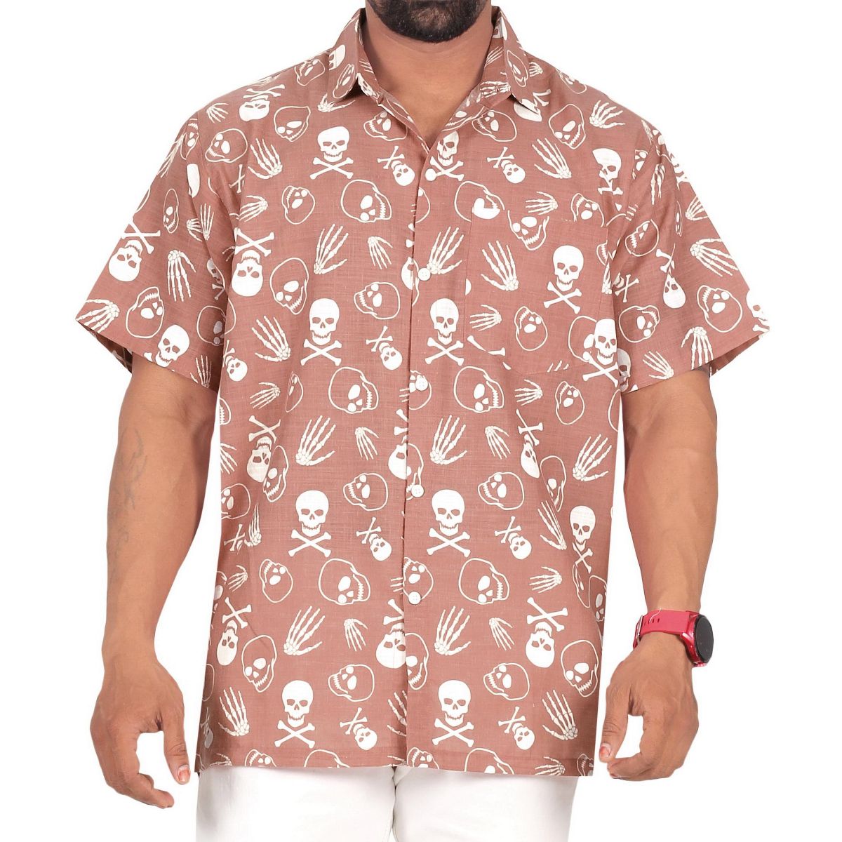 LA LEELA Men's Halloween Costumes Hawaiian Short Sleeve Button Down Shirt Mens Shirt Holiday Party Shirts for Men