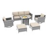 Sonkuki 6-Piece Patio Sofa with Square Fire Pit Table and Swivel Rocking Chairs, Conversation Couch with Cushion - 2 of 4