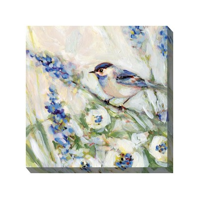 Cottage Garden West of The Wind Meadow Blue Colorful 24 x 24 Inch Waterproof Gallery Wrapped Canvas, Outdoor Garden, Yard, Patio All Weather Hanging