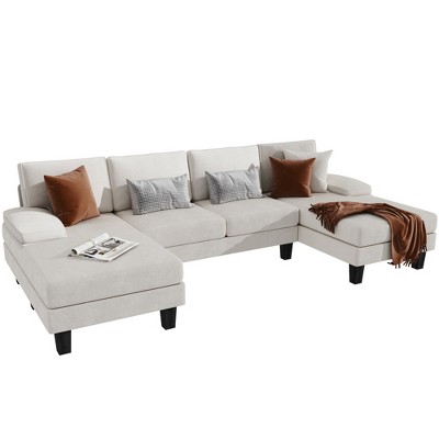 LACOO U-Shape Chenille Sectional Sofa with Chaise