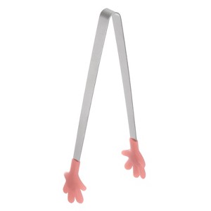 Unique Bargains Stainless Steel Silicone Tips Hand Shape Kitchen Cooking Food Tongs - 1 of 4