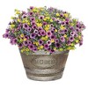 Classic Home and Garden Indoor/Outdoor Round Whiskey "Home" Resin Flower Pot Barrel Planter, Oak Brown, 15in - 2 of 4