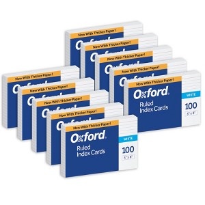 Oxford® Ruled Index Cards, 5" x 8", White, 100 Per Pack, 10 Packs - 1 of 3