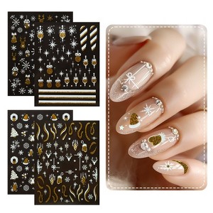 Wrapables 5D Embossed Festive Holiday Nail Art Decal Stickers, Self Adhesive Xmas Design (Set of 4) - 1 of 4