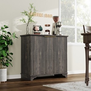 Fluted Sideboard Buffet Cabinet with Storage, 2 Door Kitchen Storage Cabinet, Coffee Bar Buffet Cabinetry with Adjustable Shelves - 1 of 4