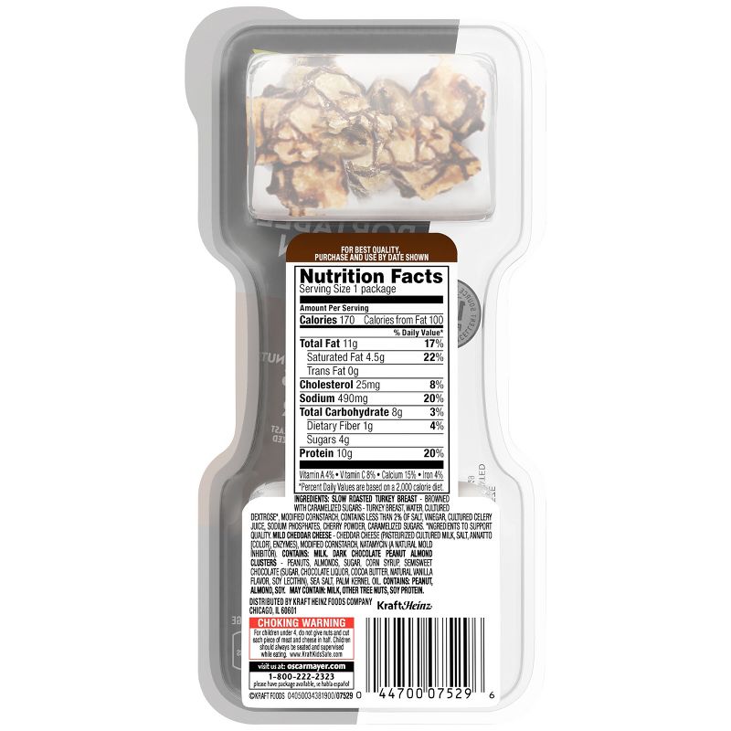 P3 Portable Protein Snack Pack with Dark Chocolate Almond Nut Clusters, Turkey &#38; Cheddar Cheese - 2oz, 2 of 10