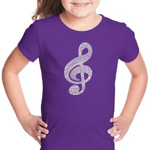 LA Pop Art Girl's Word Art T-shirt - Music Note - 1 of 4