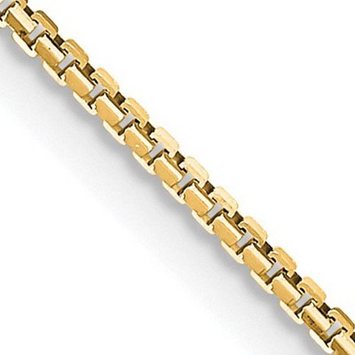 Black Bow Jewelry 1mm 14K Yellow Gold Solid Concave Box Chain Necklace