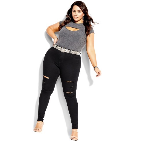 Women's Plus Size Harley Rock N Roll Skinny Jean - black | CITY CHIC - image 1 of 4