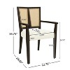 PexFix 2Pcs Modern Upholstered Fabric Armchairs Dining Chairs Rattan Back Dining Room Chairs Accent Kitchen Chairs with Solid Wood Legs Dark Brown - 3 of 4