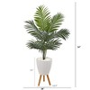 Nearly Natural 4.5-ft Kentia Artificial Palm Tree in White Planter with Legs - 2 of 2