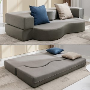 Mjkone Convertible Folding Sofa Bed with Memory Foam | Faux Leather Futon Couch for Living Room, Guest Room & Bedroom - Portable, Space-Saving - 1 of 4