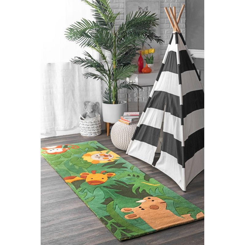Hand Tufted King of the Jungle Rug Green - nuLOOM, 2 of 5