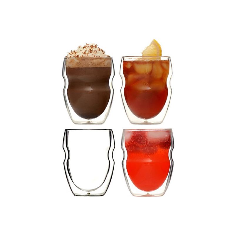 Ozeri Set of 4 Double Wall 8oz Hot and Cold Drink Glasses, Serafino, 1 of 7