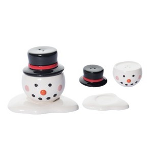 Transpac Dolomite Melted Snowman Salt and Pepper Shaker Set of 3 for Christmas Holiday Table Decor - 1 of 4