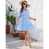 WhizMax Women's Swiss Dot Short Sleeve V Neck High Waist Casual Dress Lightweight Ruffle Solid Summer Mini Dress - 4 of 4