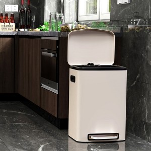 13 Gallon 50L Kitchen Foot Pedal Operated Soft Close Trash Can, Stainless Steel Rectangular Bustbin with 30 Garbage Bags, 1.9Feet - 1 of 4