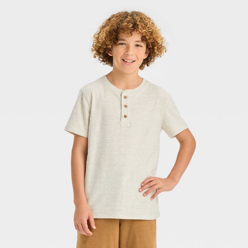 Boys' Short Sleeve Jacquard Henley Shirt - Cat & Jack™, 1 of 5