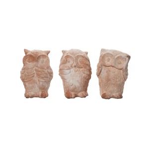 Transpac TC Owl Set of 3 Decorative Figurines Terracotta Orange Tabletop Decor Indoor Gift for Home and Hostess - 1 of 1