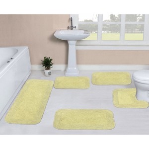 Radiant Bathroom Rugs Set, Washable Rug, Extra Soft and Absorbent bath Rug, Bath Mat Set, Bath Floor Mat Non-Slip, 5 Pcs Set with Contour, Sage - 1 of 4