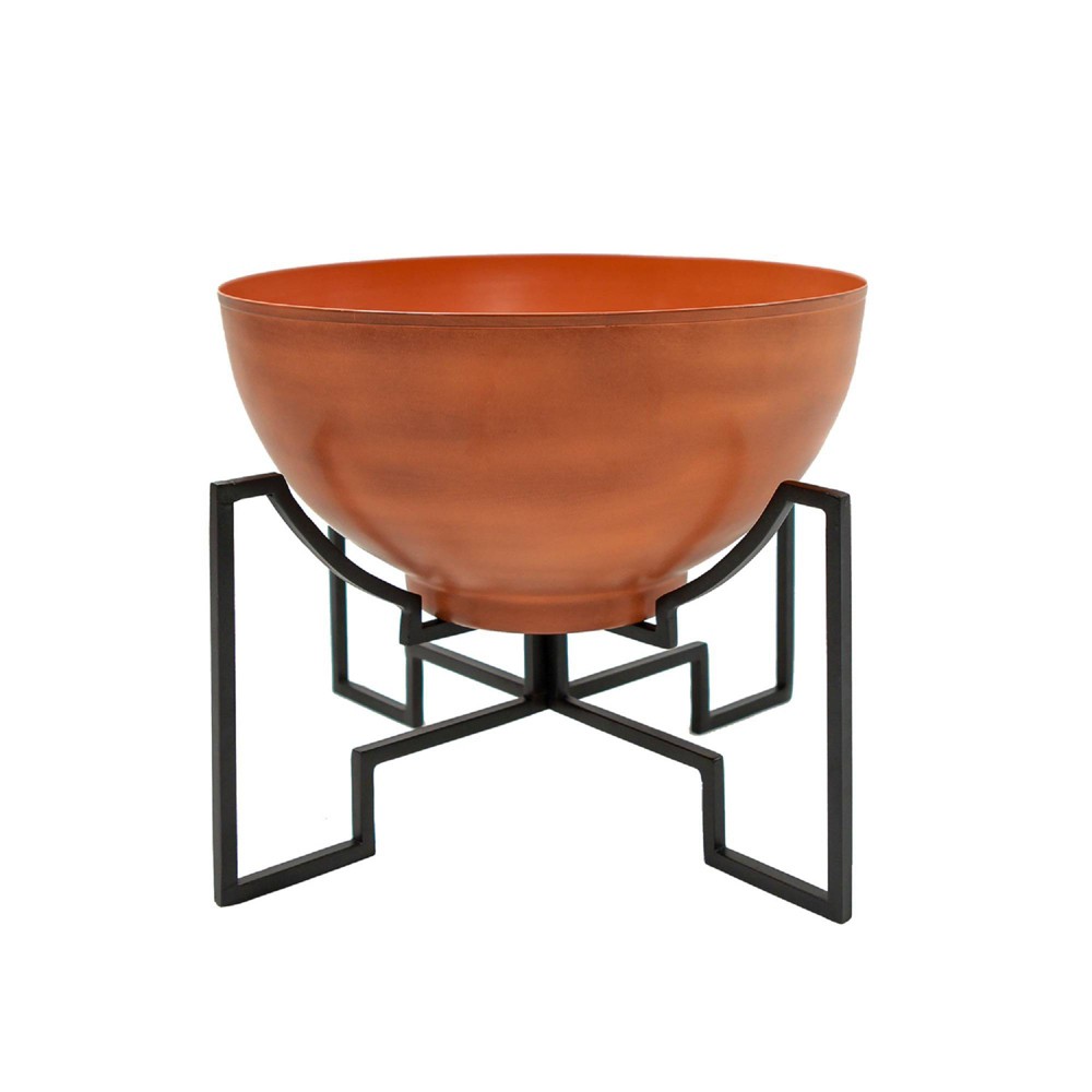 Photos - Flower Pot ACHLA Designs 16"Wide Galvanized Steel Planter Bowl with Black Wrought Iro