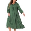 Agnes Orinda Women's Plus Size Long Sleeve V-Neck Sweetheart Print Midi Ruffle Tunic Dresses - 2 of 4