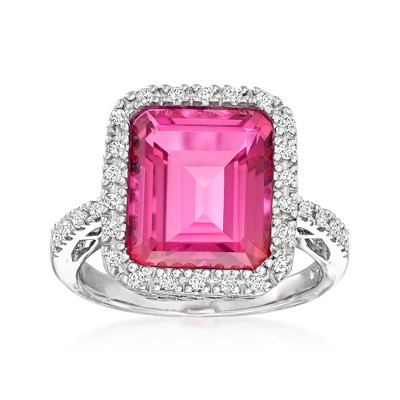 Ross-Simons 6.50 Carat Pink Topaz and .25 ct. t.w. Diamond Ring in Sterling Silver