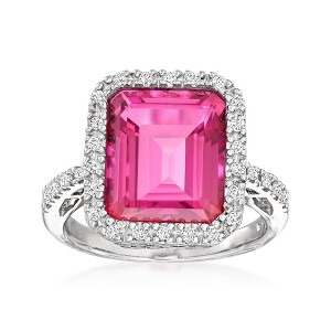 Ross-Simons 6.50 Carat Pink Topaz and .25 ct. t.w. Diamond Ring in Sterling Silver - 1 of 4