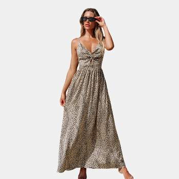 Women's Leopard Print Knotted V-Neck Maxi Dress - Cupshe