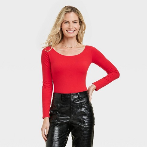 Women's Off-shoulder Bodysuit - A New Day™ Red Xl : Target