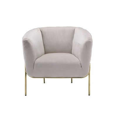 Simple Relax Beige Velvet Accent Chair In Gold Finish : Target