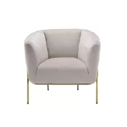 Simple Relax Beige Velvet Accent Chair in Gold Finish