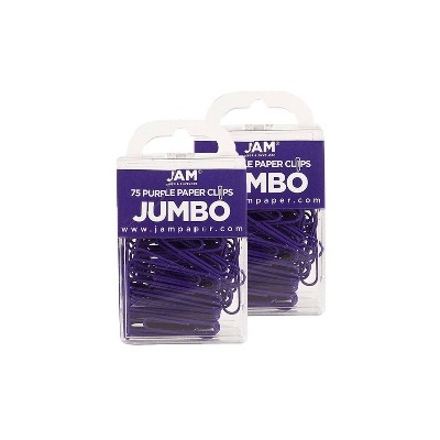 JAM Paper Colored Jumbo Paper Clips Large 2 Inch Purple Paperclips 42186879A