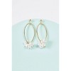 Slickblue Women's Fashion Earrings, Gold Elliptic Hoop with Pearl Dangle, Stud Back Closure, 1.5" Length - 2 of 3