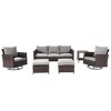 Sonkuki 6-Piece Patio Conversation Set with Swivel Rocking Chair and Side Table, Navy Blue Cushion - 2 of 4