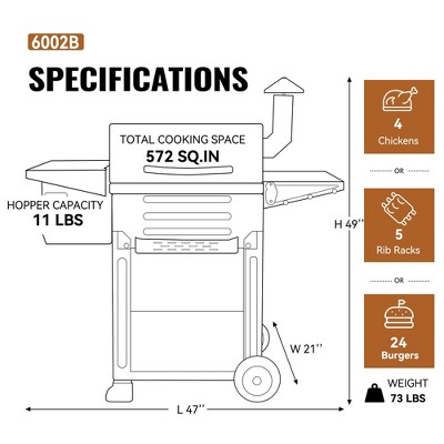 ZPG-6002B Brown Wood Pellet Grill with Rotisserie