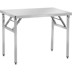 Stainless Steel Folding Work Table, Commercial Kitchen Workstation with Adjustable Feet, Heavy-Duty Utility Prep Table, Silver - 1 of 4