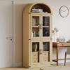 Arched Pantry Cabinet with Doors 71.4in Tall Wood Bookcase with 2 Drawers Farmhouse Kitchen Cupboard Modern Display Storage Cabinet - 4 of 4