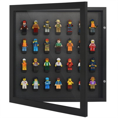 Americanflat 14x14 Minifigure Display Case with Polished Plexiglass - Holds 28 Minifigures - Wall-Mounted Building Block Toy Display - Black