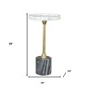 HomeRoots 22" Gold Gray And White Marble And Iron Round Pedestal End Table - 3 of 4