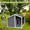 Okak Waterproof Outdoor Dog House with Balcony, Insulated Dog Kennel with Easy Assemble Design, Dog Crate for Medium Dogs, Gray - 3 of 4