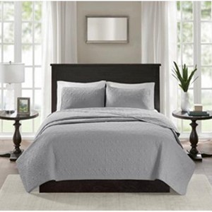 Sapphtopaz Bedding Comforter Set Classic Solid Color with Patterned Quilting Quilt Set - 1 of 4