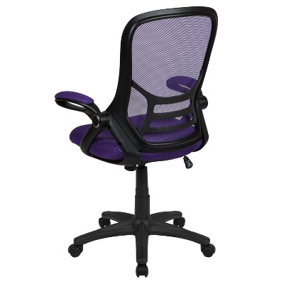 Ergonomic High-Back Purple Mesh Swivel Office Chair with Adjustable Arms