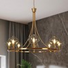 LNC Temporaneo 8-Light 39.3"Candle Wagon Wheel Modern Oversized Chandelier, Polished Gold with Clear Class Shades - 2 of 4