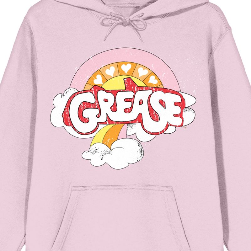 Grease Logo Long Sleeve Cradle Pink Adult Hooded Sweatshirt, 2 of 3
