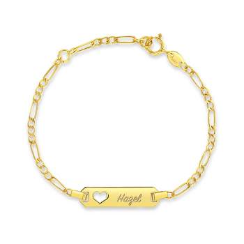Girls' Heart Cutout Tag ID Bracelet 14k Gold - In Season Jewelry